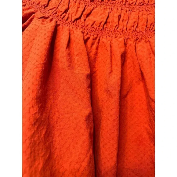 Copper Key Smocked Top Size Medium Orange Off Shoulder - Picture 3 of 7